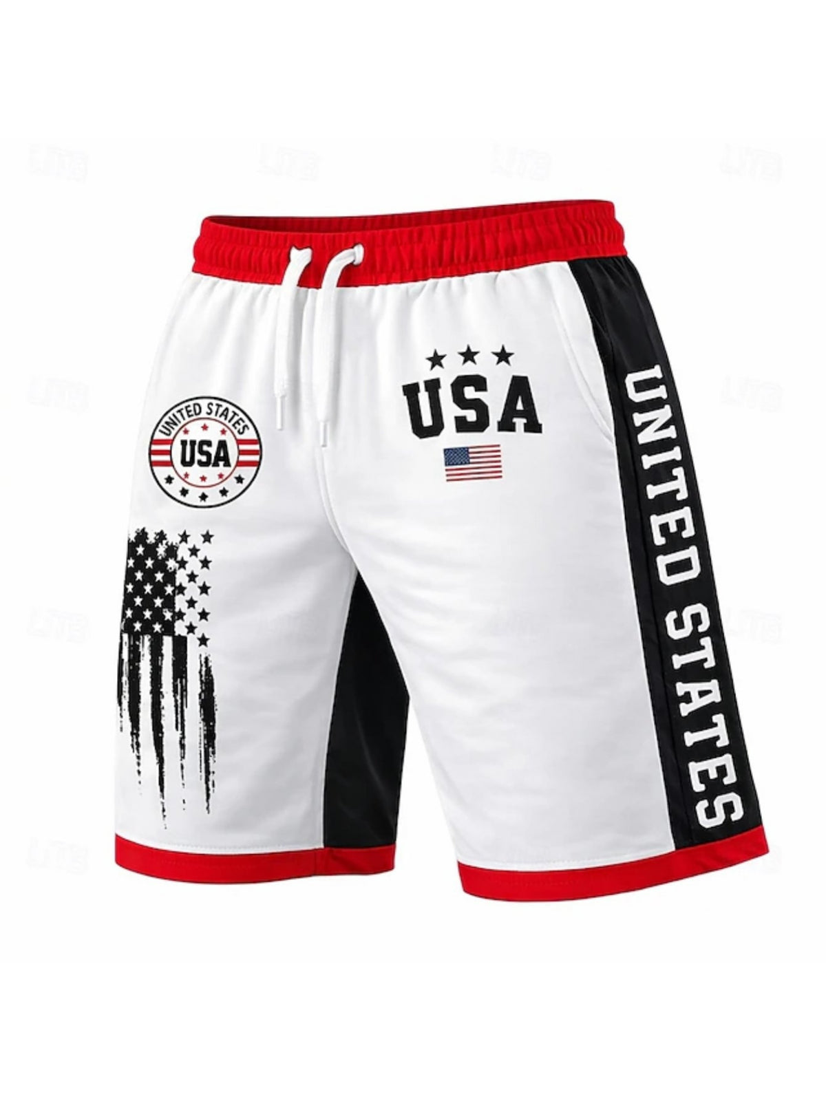 Men'S Polyester USA Flag Print Shorts,
