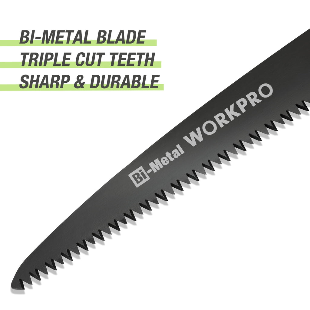 WORKPRO Folding Saw, Small Hand Pruning Saw with 7 Inch Blade - Portable Camping Saw with Triple Cut Teeth for Trees Trimming Branches Cutting Gardening Hunting, Push Button Lock