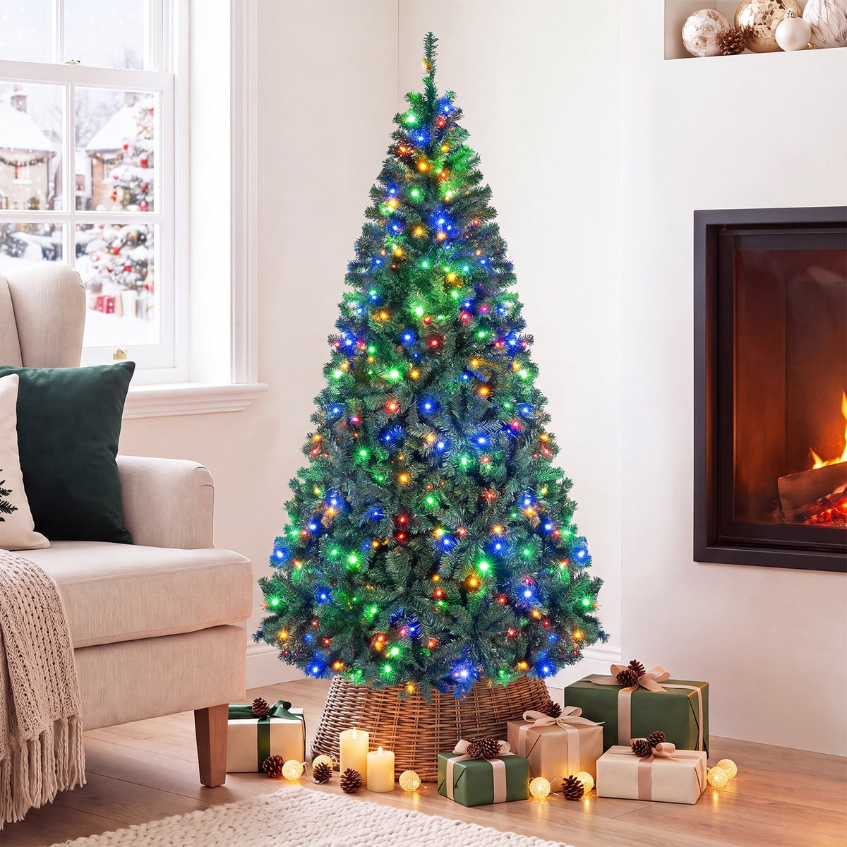 Costway 4Ft Pre-Lit Artificial Christmas Tree Hinged 100 LED Lights
