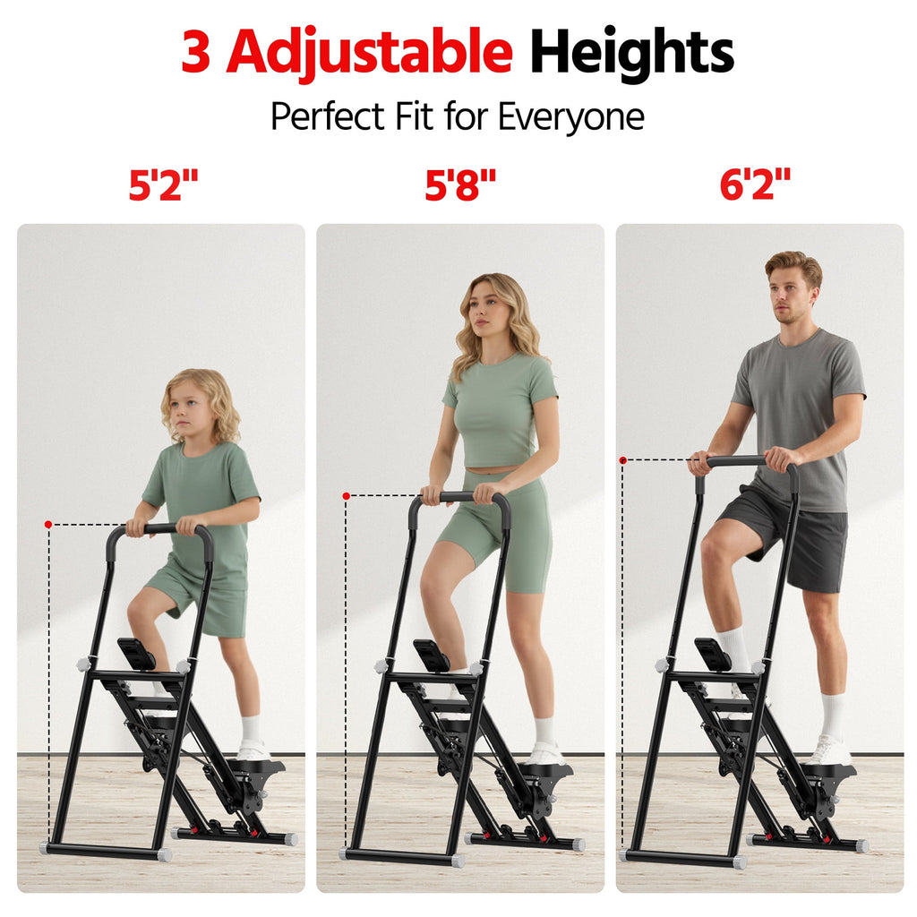 Stair Stepper for Home - Compact Folding Stair Climber with Quiet Shock-Absorbing Spring Shock-Absorbing System, Adjustable Tension, Ergonomic Foam Handles for Full-Body Cardio Workout