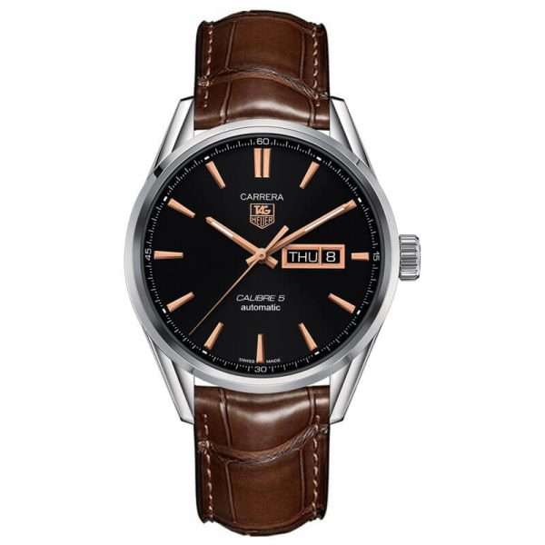 Tag Heuer Carrera Automatic Black Dial Brown Leather Strap Watch For Men War201c Fc6291