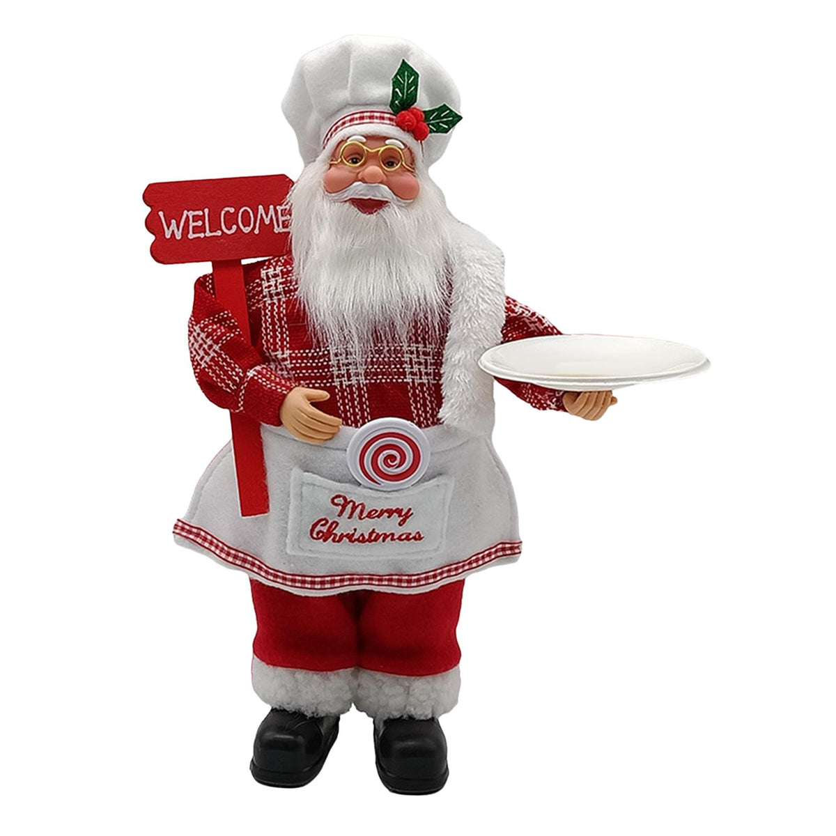 FashionCha Christmas Santa Claus Figurine Chef Santa Figurines Collectible Doll Accessories