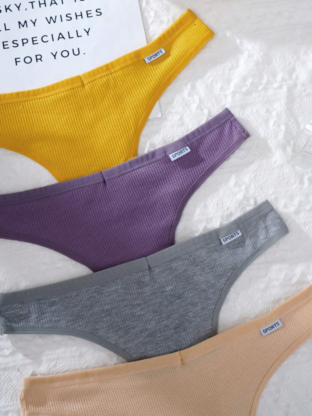 Yoga Women's Solid Color Knitted Thong Panties, Pack Of 4