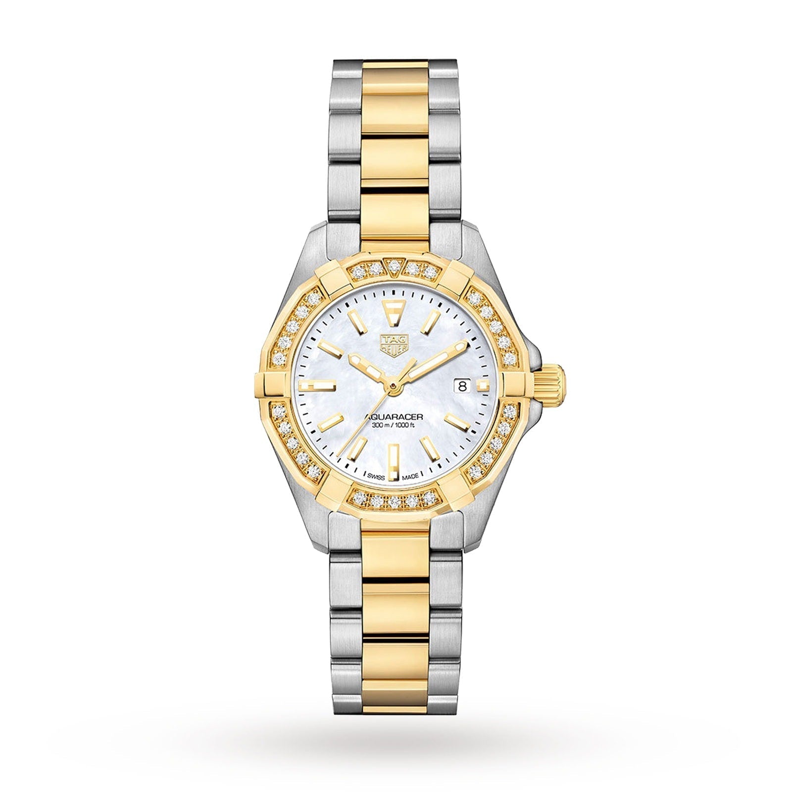 Tag Heuer Aquaracer Diamonds Mother Of Pearl Dial Two Tone Steel Strap Watch For Women Wbd1421 Bb0321