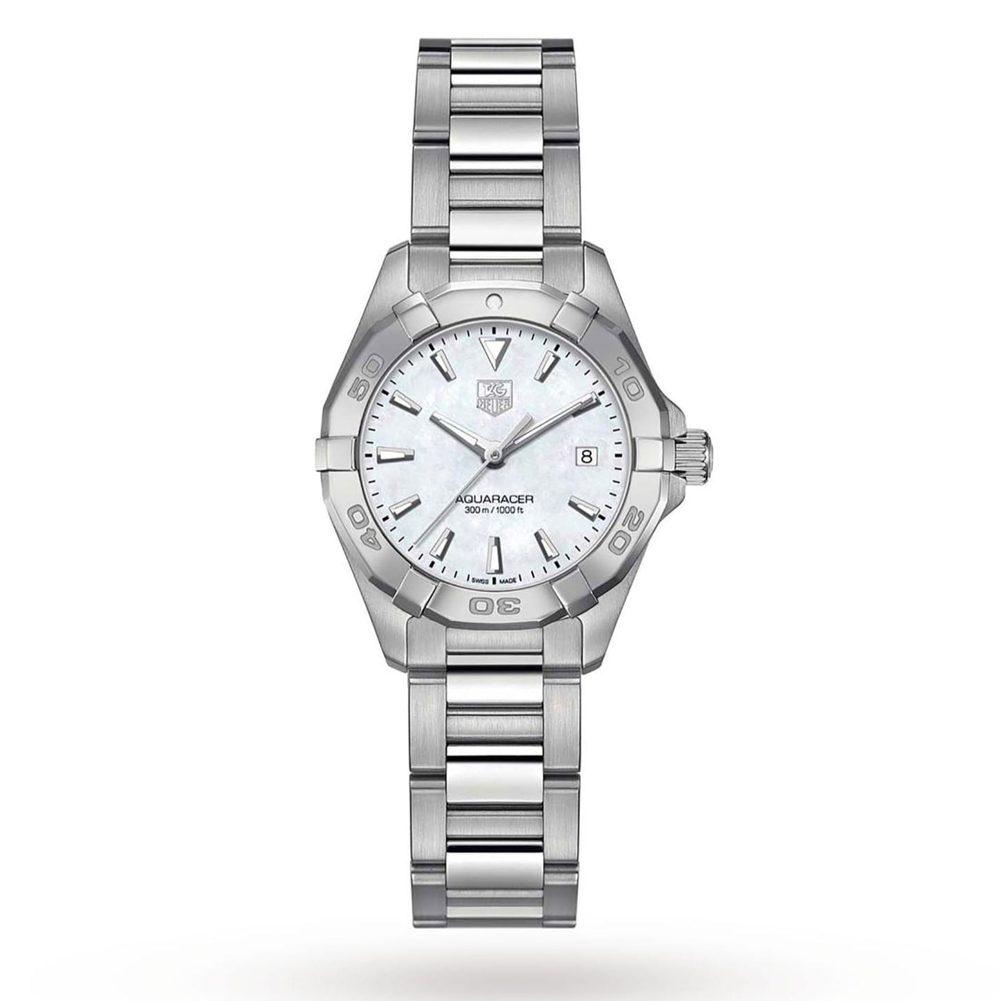 Tag Heuer Aquaracer Mother Of Pearl Dial Silver Steel Strap Watch For Women Wbd131a Ba0748