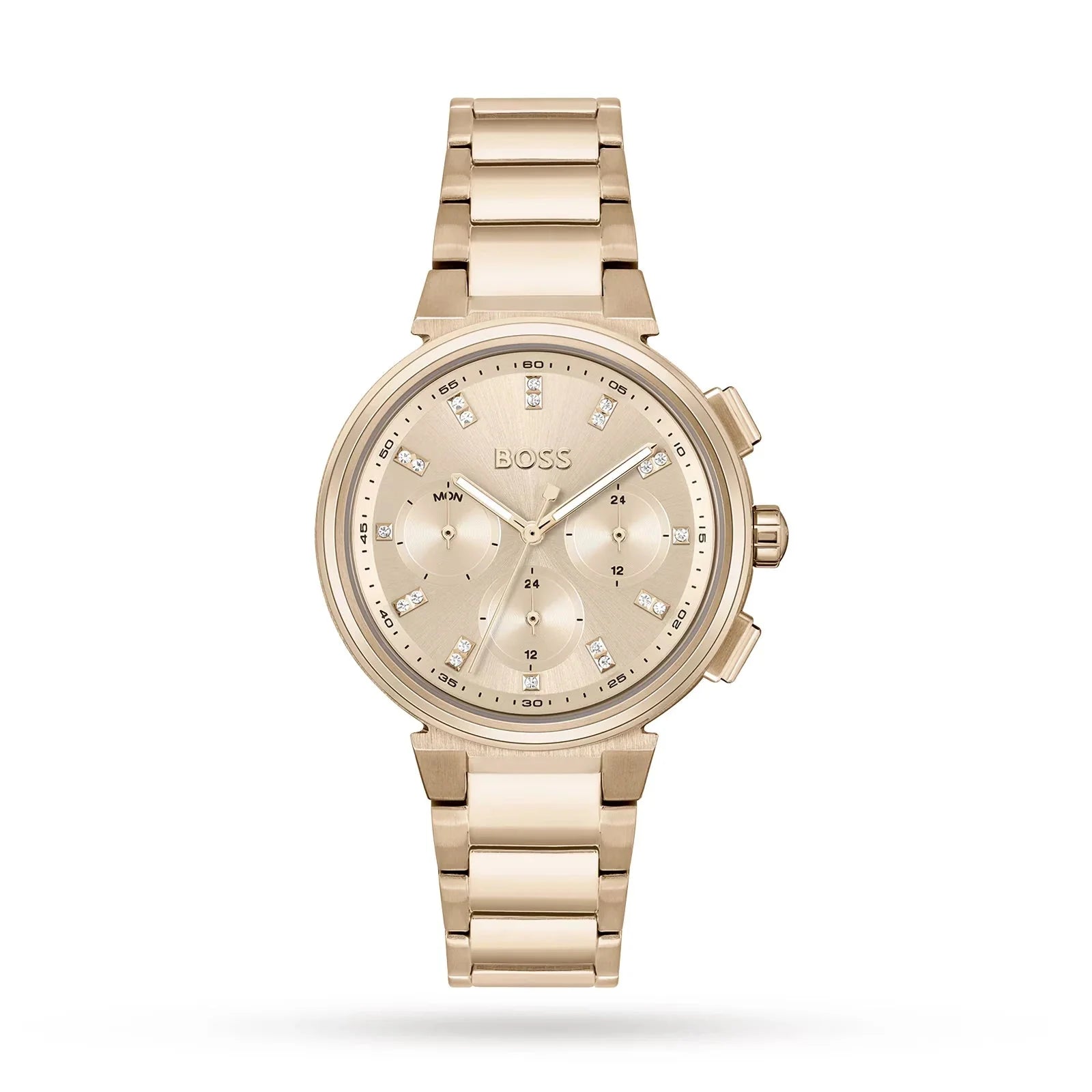 Hugo Boss Womens 1502592 Pandora Gold Tone Stainless Steel Watch With Black Dial