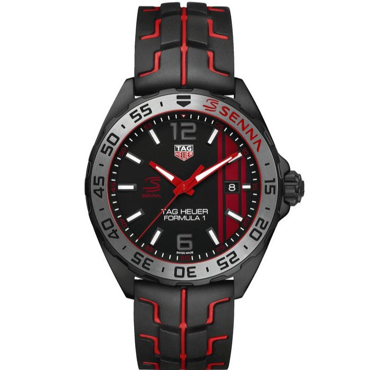 Tag Heuer Formula 1 Senna Special Edition Black Dial Two Tone Rubber Strap Watch For Men Waz1014 Ft8027