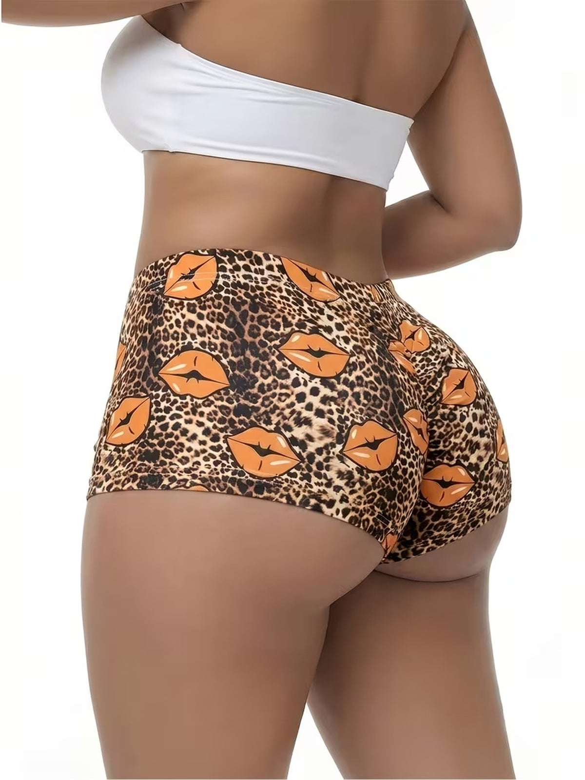 5pcs Lip Print Leopard Print Pants