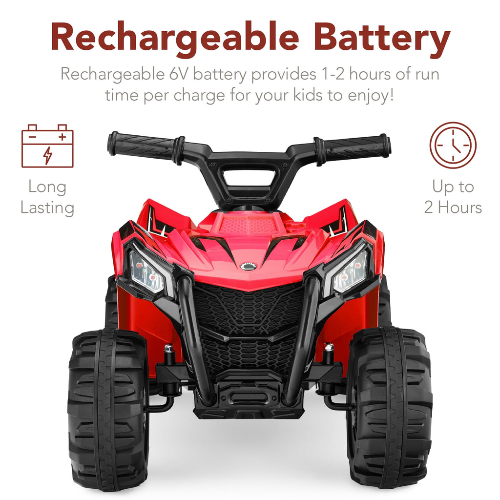 Best Choice Products 6V Kids Ride-On 4-Wheeler Quad ATV Car w/ 1.8mph Max Speed, Treaded Tires - Red