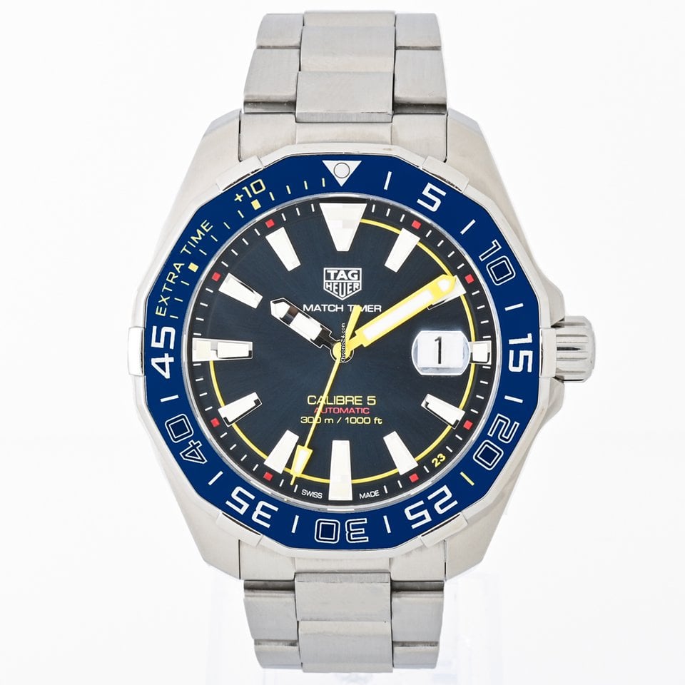 Tag Heuer Aquaracer Caliber 5 Match Timer Shinji Kagawa Edition Blue Dial Silver Steel Strap Watch For Men Way201h Ba0927