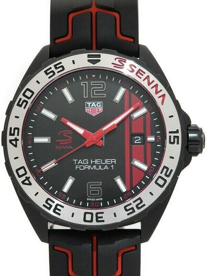 Tag Heuer Formula 1 Senna Special Edition Black Dial Two Tone Rubber Strap Watch For Men Waz1014 Ft8027