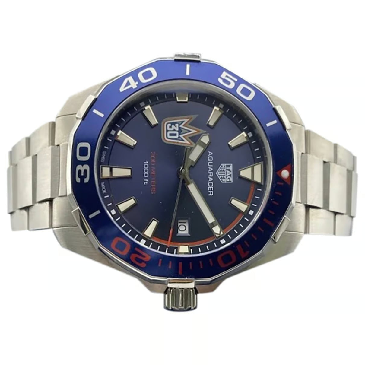 Tag Heuer Aquaracer Henrik Lundqvist Special Edition Blue Dial Silver Steel Strap Watch For Men Way101j Ba0746