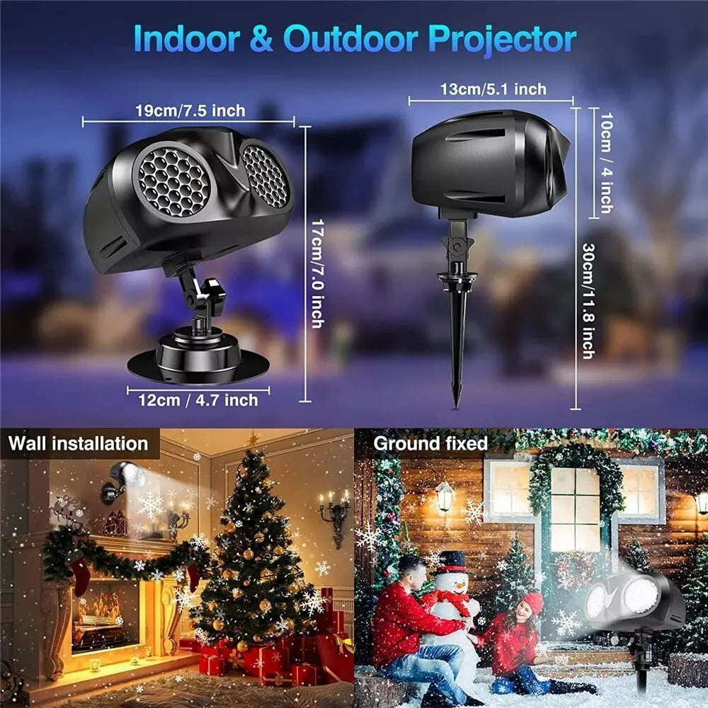 Christmas Snowflake Projector Lights Outdoor, LED Snowfall Projector, Remote Control Timing IP65 Waterproof, Dynamic Snowflakes Landscape Light for Xmas Holiday Party Decorations