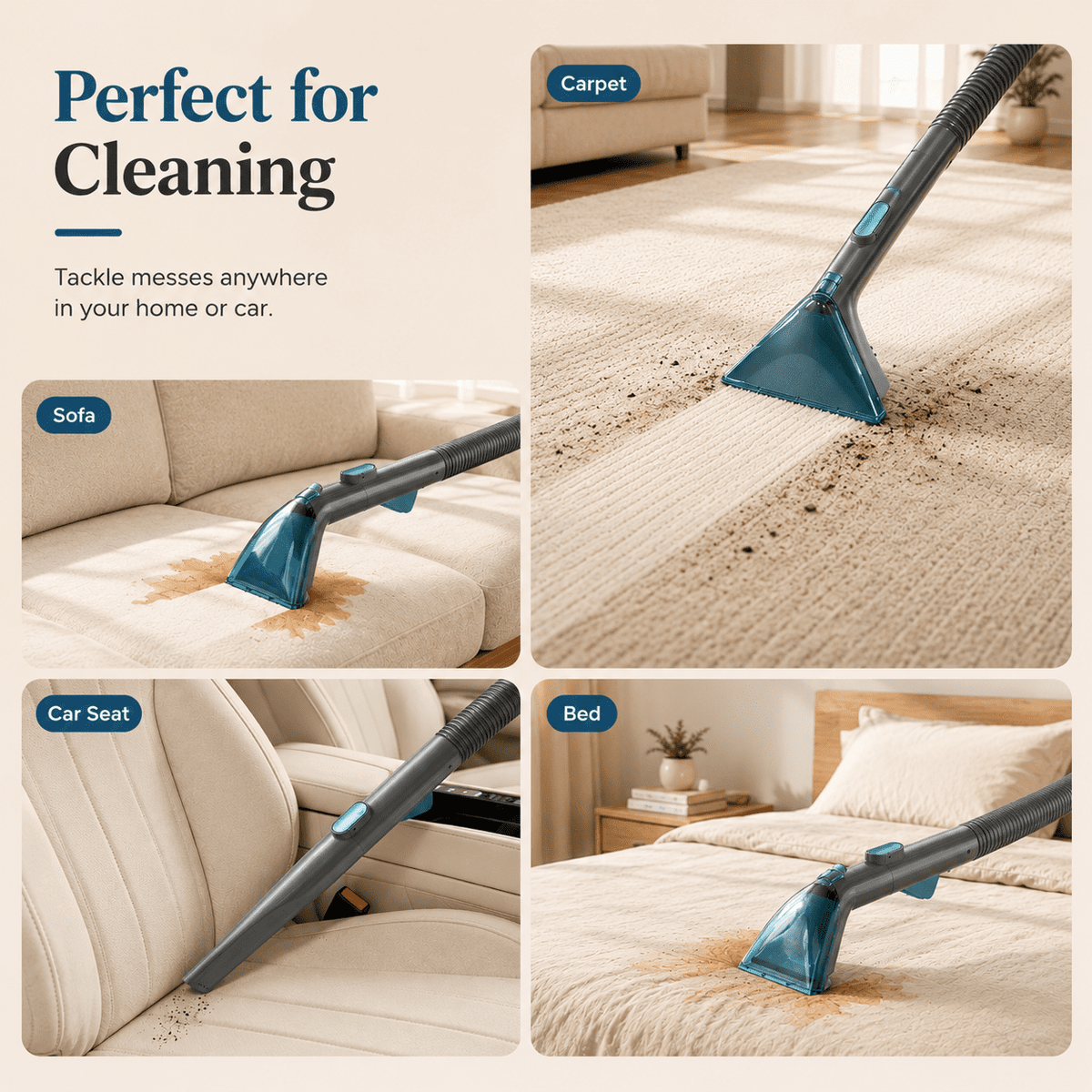 PrettyCare Portable Carpet Cleaner Machine, Rug Cleaner, 20Kpa Carpet Shampooer for Deep Cleaning, Upholstery & Pet Stain Remover, Ideal for Rug & Carpet, BY32A