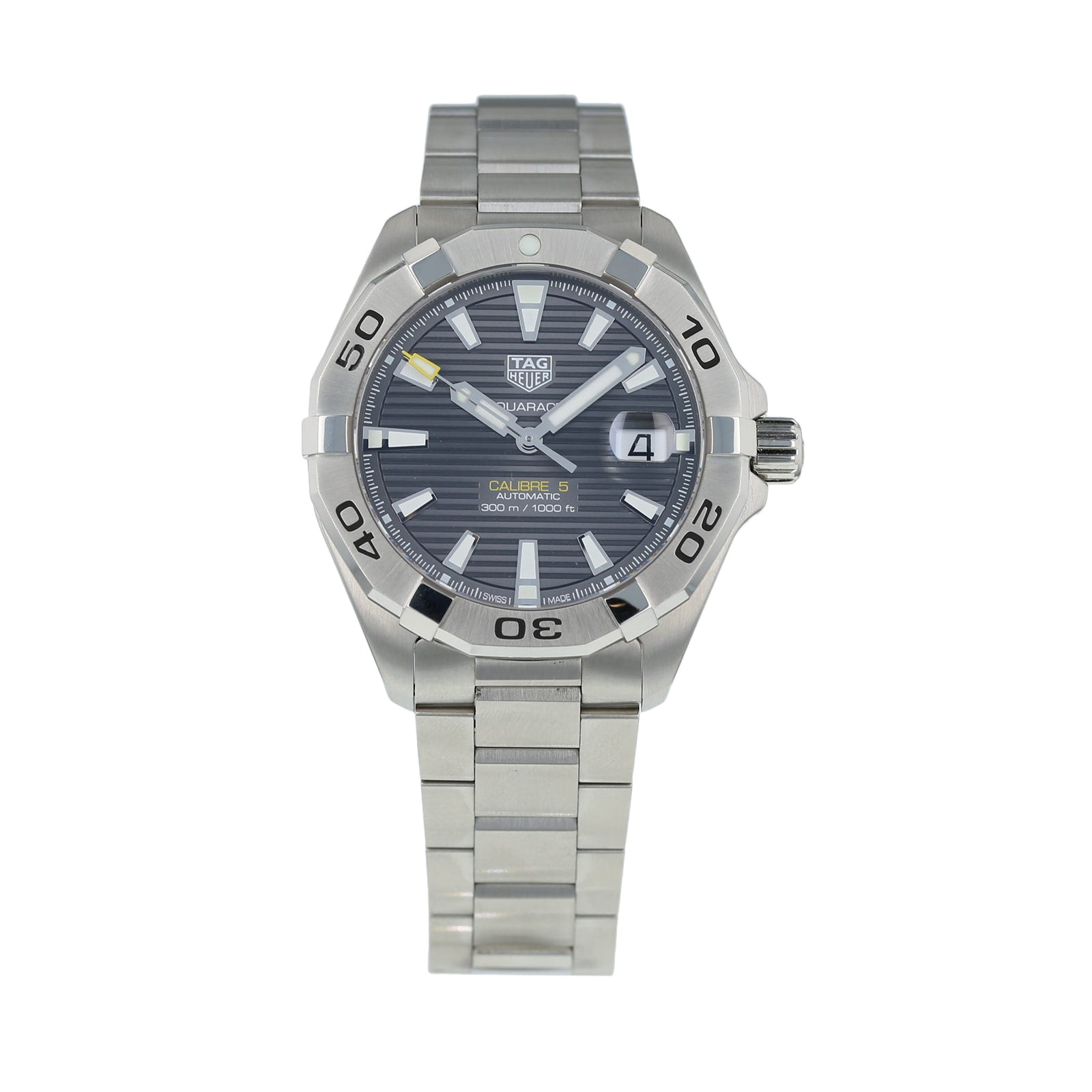 Tag Heuer Aquaracer Calibre 5 Grey Dial Silver Steel Strap Watch For Men Wbd2113 Ba0928