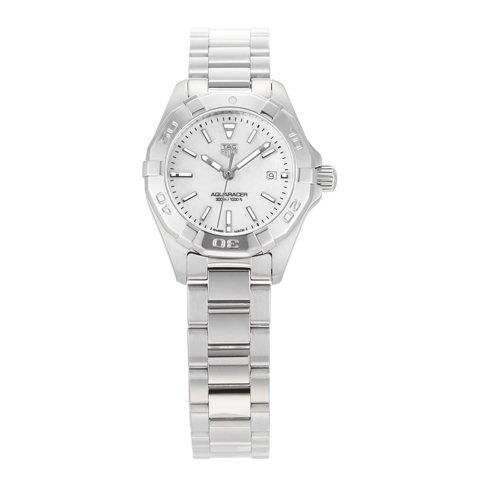 Tag Heuer Aquaracer Quartz Mother Of Pearl White Dial Silver Steel Strap Watch For Women Wbd1411 Ba0741