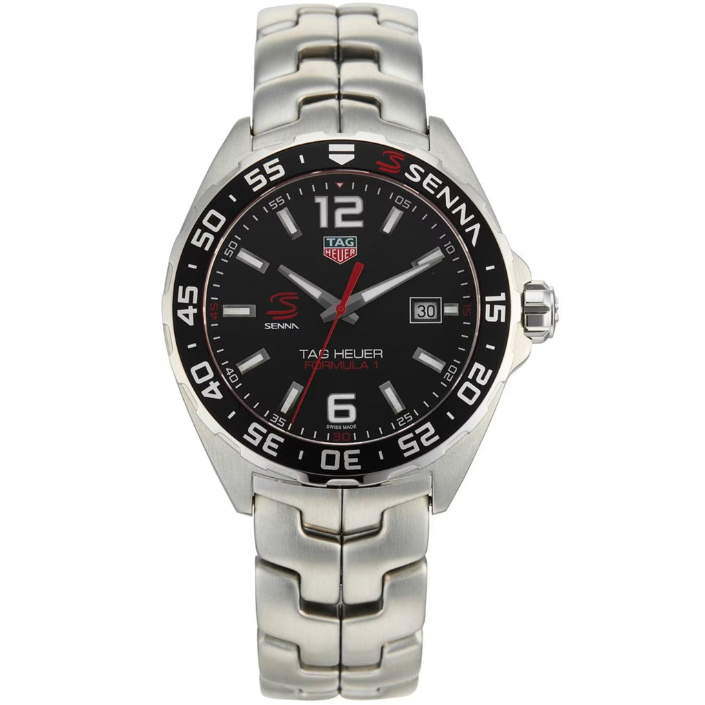 Tag Heuer Formula 1 Quartz Senna Limited Edition Black Dial Silver Steel Strap Watch For Men Waz1012 Ba0883