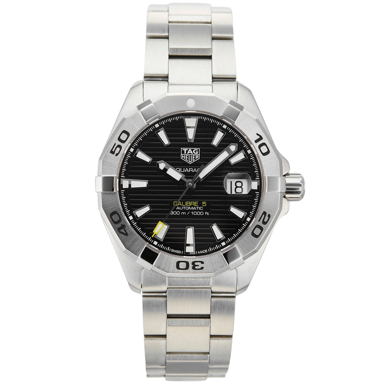 Tag Heuer Aquaracer Automatic Caliber 5 Black Dial Silver Steel Strap Watch For Men Wbd2110 Ba0928