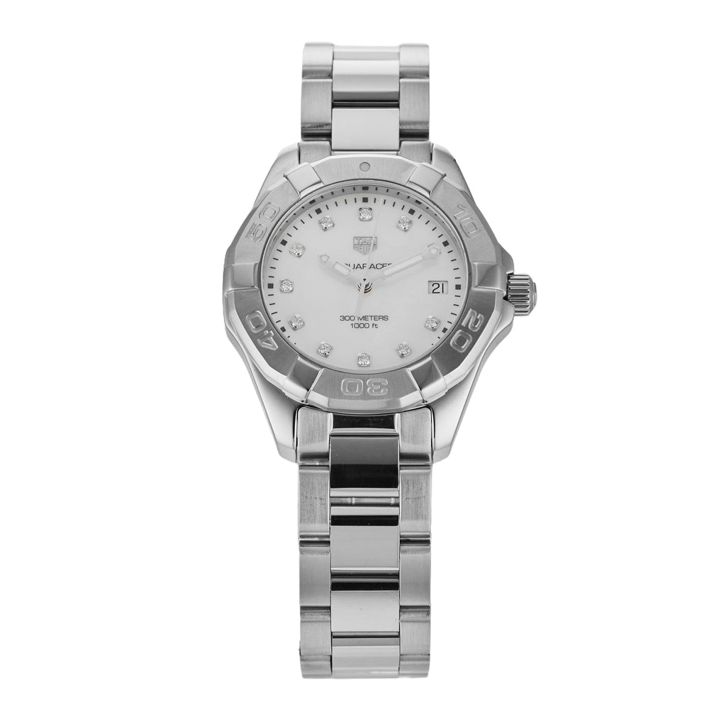 Tag Heuer Aquaracer Diamonds Mother Of Pearl Dial Silver Steel Strap Watch For Women Wbd131b Ba0748