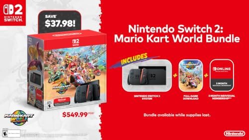 Nintendo Switch 2 + Mario Kart World Bundle (includes 3-month NSO Individual Membership)