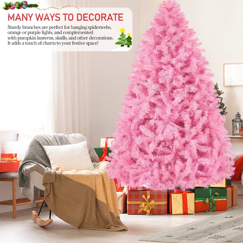 Farmdex 6Ft Artificial Christmas Tree with Solid Metal Stand Perfect for Outside and Holiday Decoration, Easy Assembly Xmas Tree, Pink