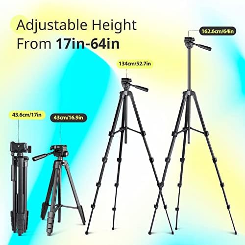 Sensyne 64" Camera Tripod Stand for iPhone & iPad, Phone Holder with Remote