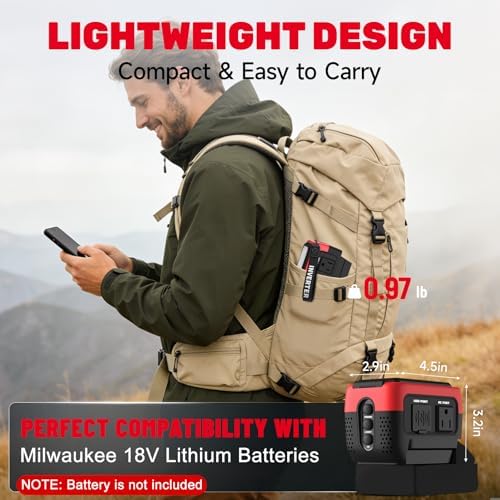 240W Power Inverter Pure Sine Wave Compatible with Milwaukee 18V Battery