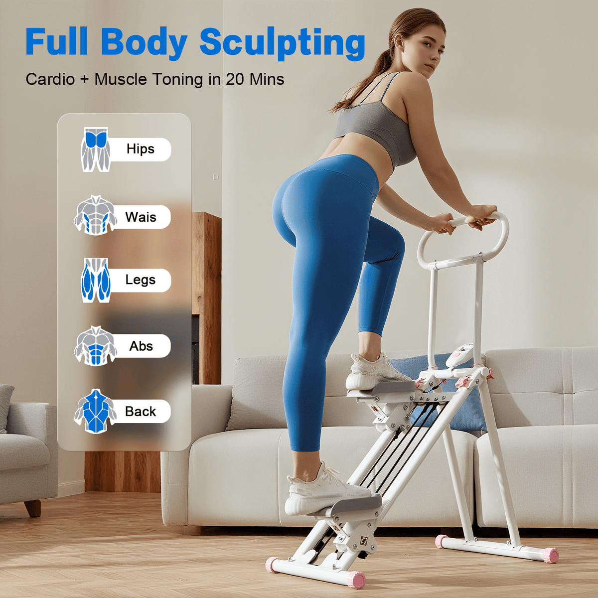 HXD-ERGO Stair Stepper for Home, Full-Body Exercise Stair Climber, Compact Foldable Step Machines Designed for Home Workouts & Small Spaces