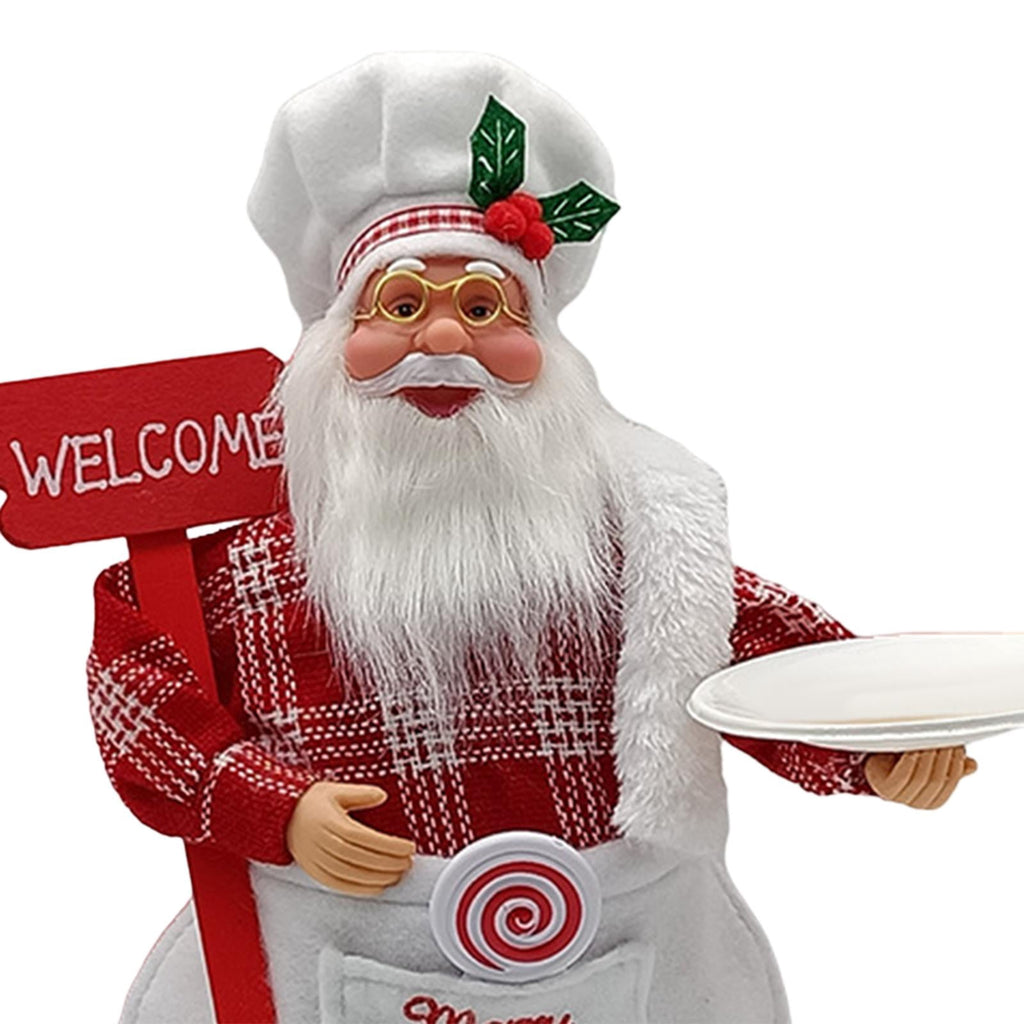 FashionCha Christmas Santa Claus Figurine Chef Santa Figurines Collectible Doll Accessories