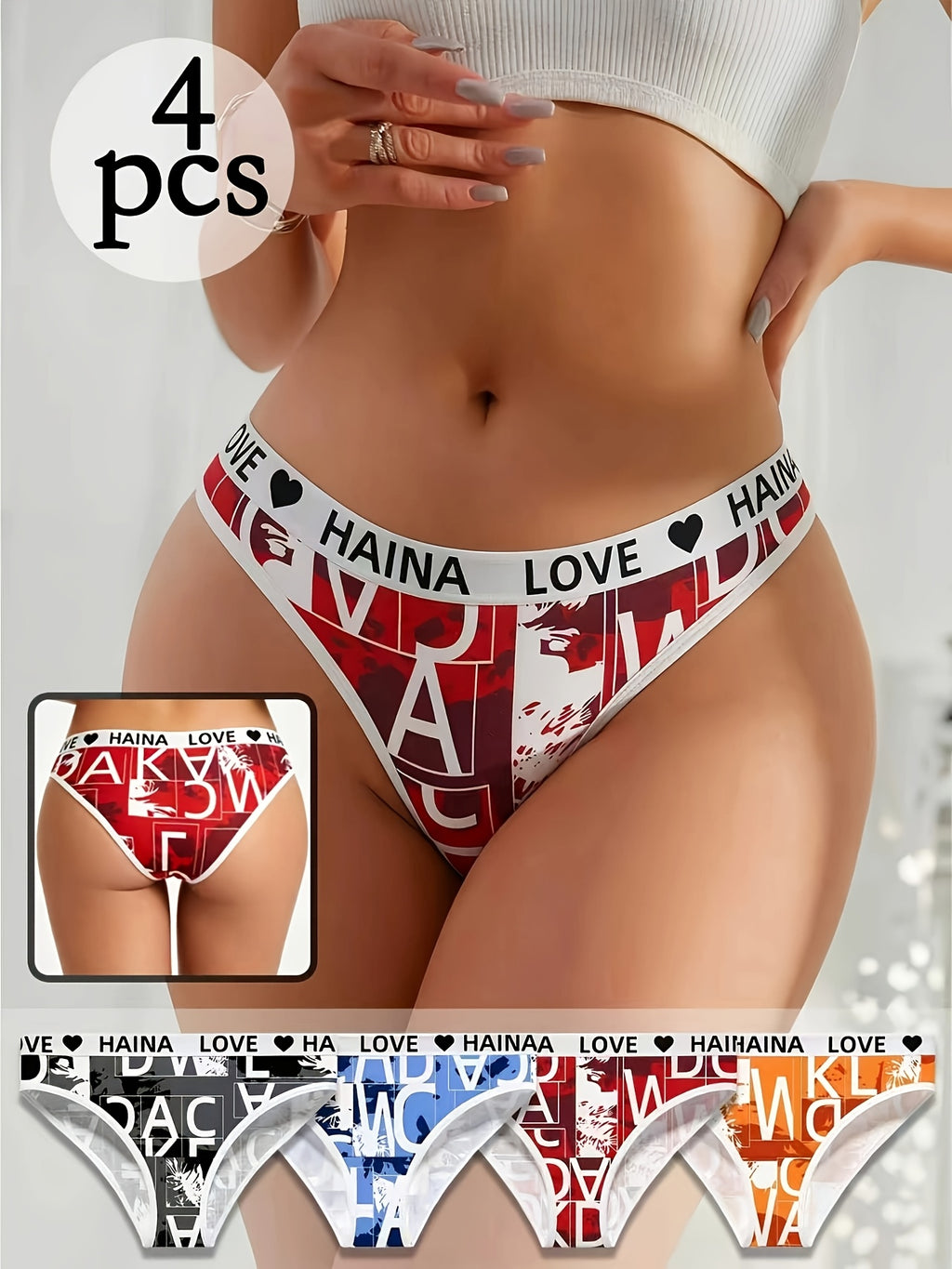 4pcs Pack Women's Low-Rise Bikini Panties -
