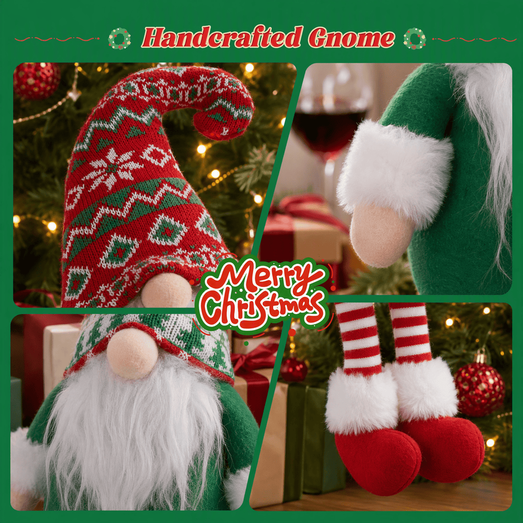 Yexmas 2pcs Gnomes Plush Christmas Decorations, Handmade Swedish Tomte Santa Gnome Dolls, Stuffed Figurine Xmas Ornaments Gift for Tabletop Mantel Holiday Home Decor