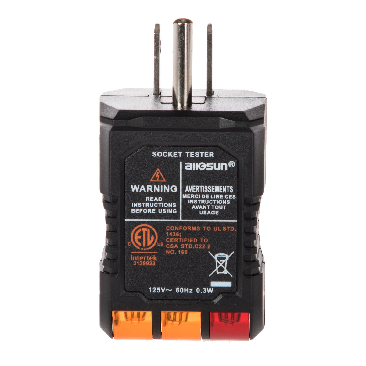 Hyper Tough GFCI Receptacle Tester with Wiring Fault Indicator, 95–125V AC