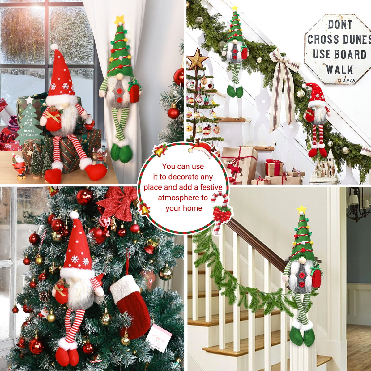 Ayieyill 2Pcs Christmas Gnomes Plush, 19" Christmas Curtain Tiebacks Doll Ornaments,for Christmas Indoor Decor