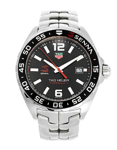 Tag Heuer Formula 1 Quartz Senna Limited Edition Black Dial Silver Steel Strap Watch For Men Waz1012 Ba0883