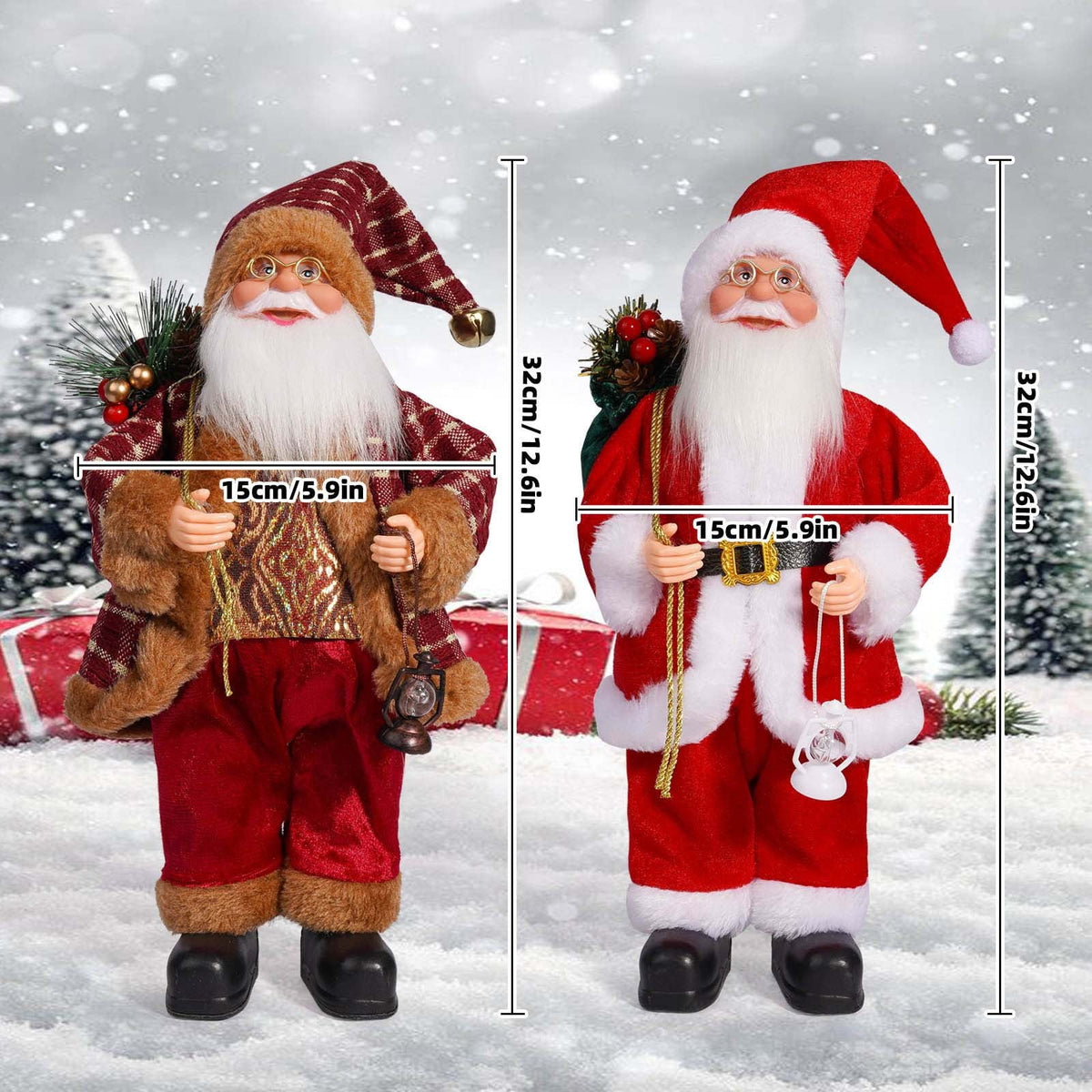 Clearance! Christmas Decorations Christmas 12 Inch Cute Santa Claus Doll Standing Posture Santa Claus Doll Window Decoration