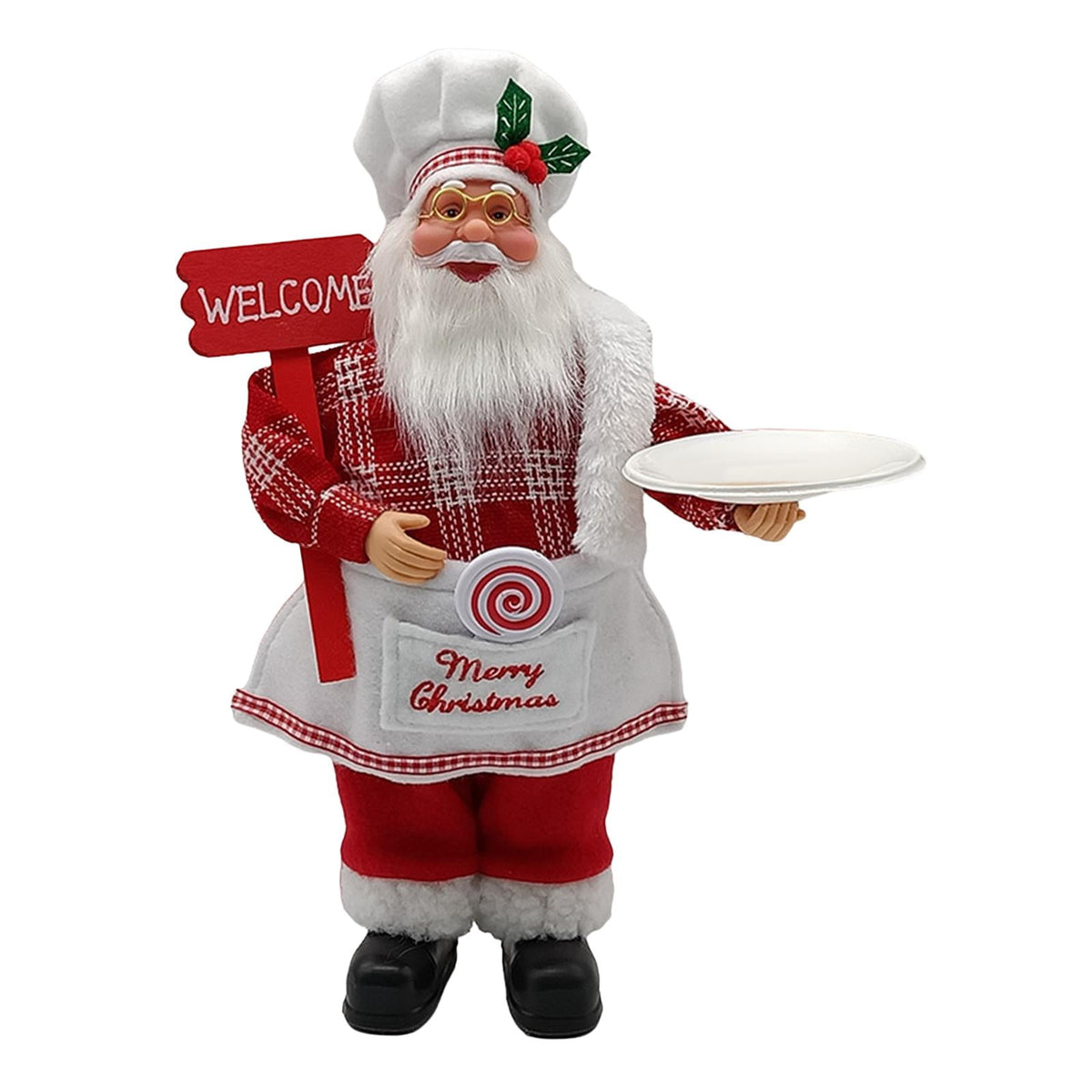 FashionCha Christmas Santa Claus Figurine Chef Santa Figurines Collectible Doll Accessories