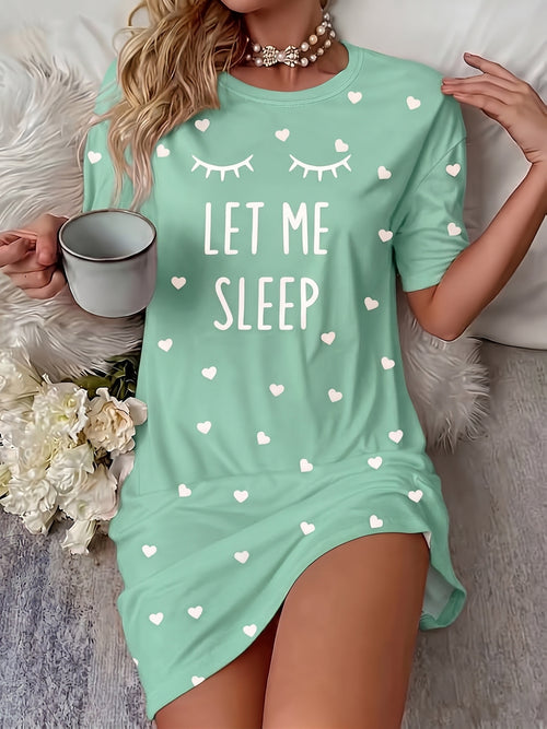 "Sleep" Slogan Eyelash Nightgown -