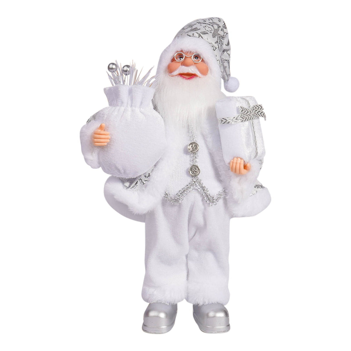 12 Inch Standing Santa Claus Doll, Plush Christmas Figure for Mantel, Window and Holiday Display
