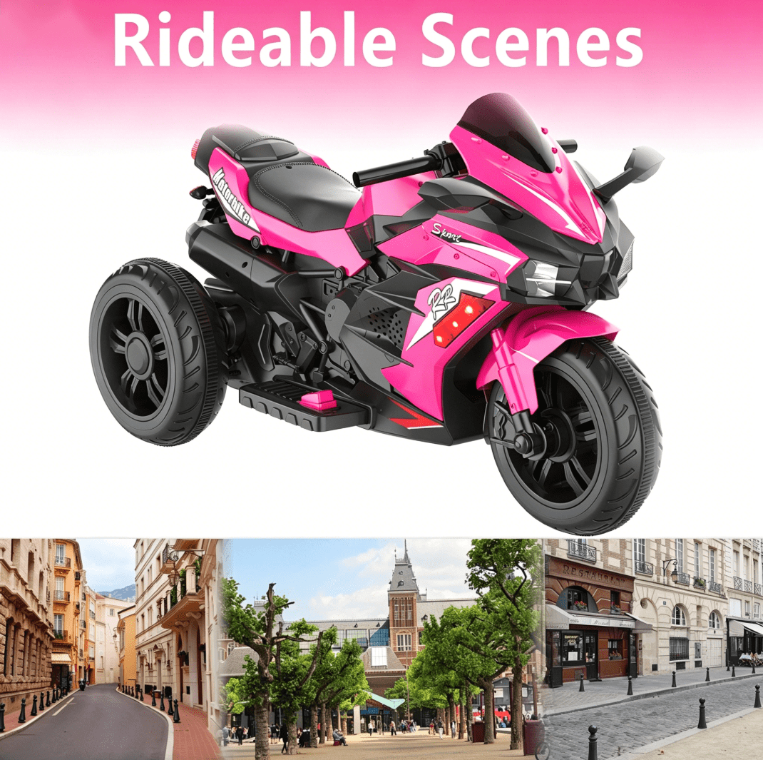 ZOGYMOZ 12V Kids Ride On Motorcycle, Battery Powered Motorcycle Toy, Pink Electric Motorcycle for Girls