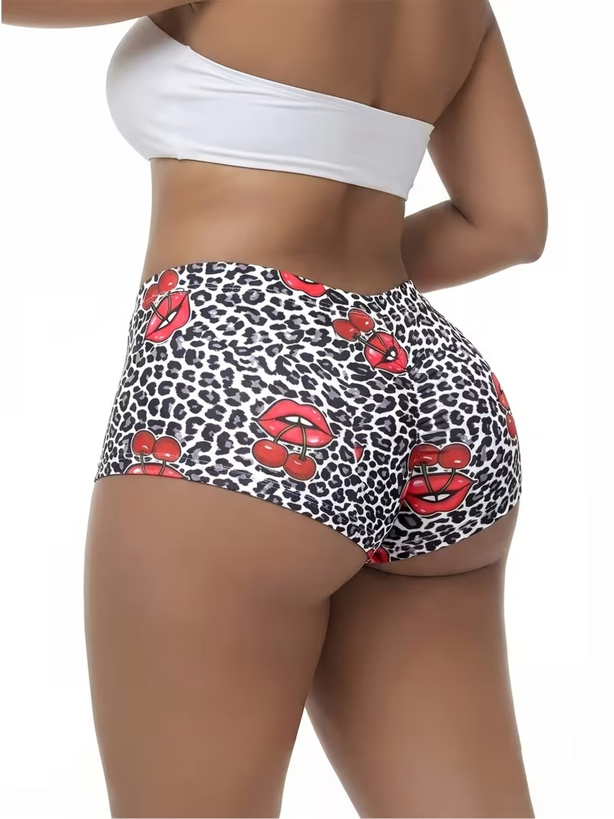5pcs Lip Print Leopard Print Pants
