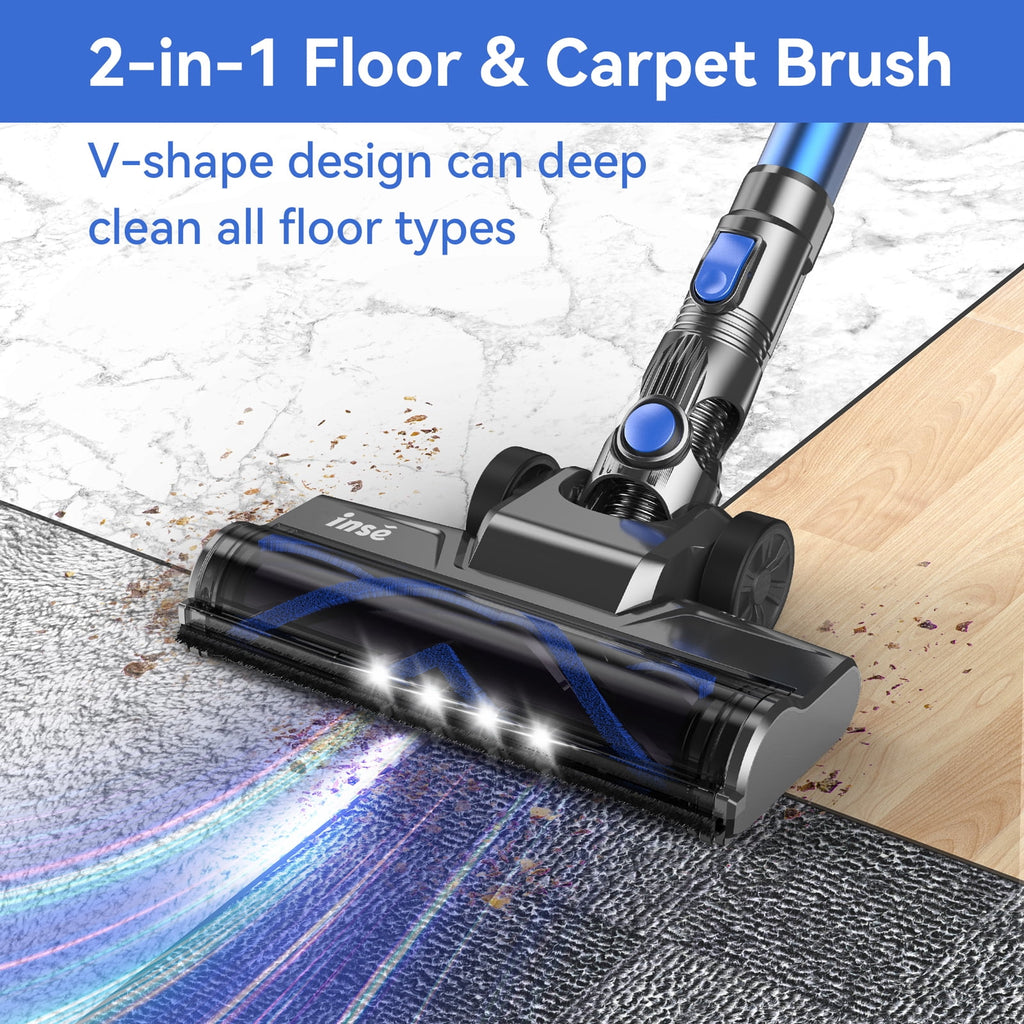INSE Cordless Vacuum Cleaner,Ultra-Lightweight,LED Headlights,Removable Handheld Vacuum for Pet Hair Carpet Hardfloors,N3S/N3X