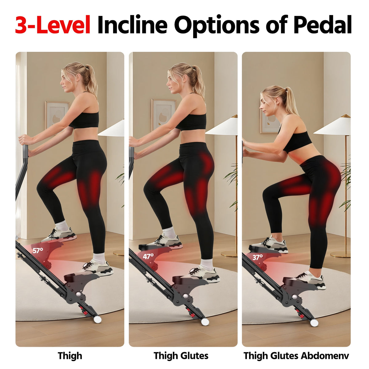Stair Stepper for Home - Compact Folding Stair Climber with Quiet Shock-Absorbing Spring Shock-Absorbing System, Adjustable Tension, Ergonomic Foam Handles for Full-Body Cardio Workout