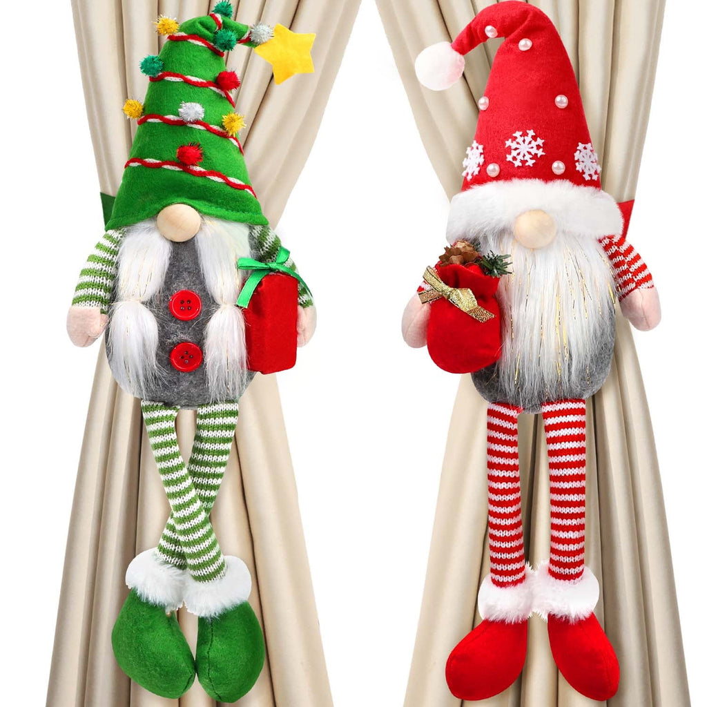 Ayieyill 2Pcs Christmas Gnomes Plush, 19" Christmas Curtain Tiebacks Doll Ornaments,for Christmas Indoor Decor