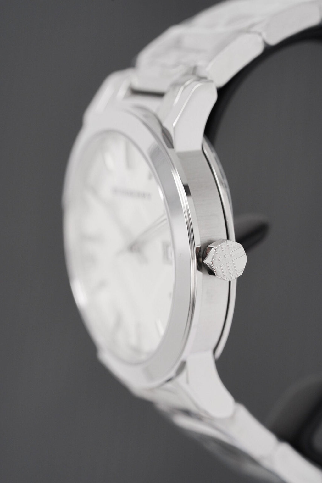 Burberry Mens Watch The City Engraved Checked Steel Bu9037