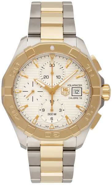 Tag Heuer Aquaracer Automatic White Dial Two Tone Steel Strap Watch For Men Cay2121 Bb0923