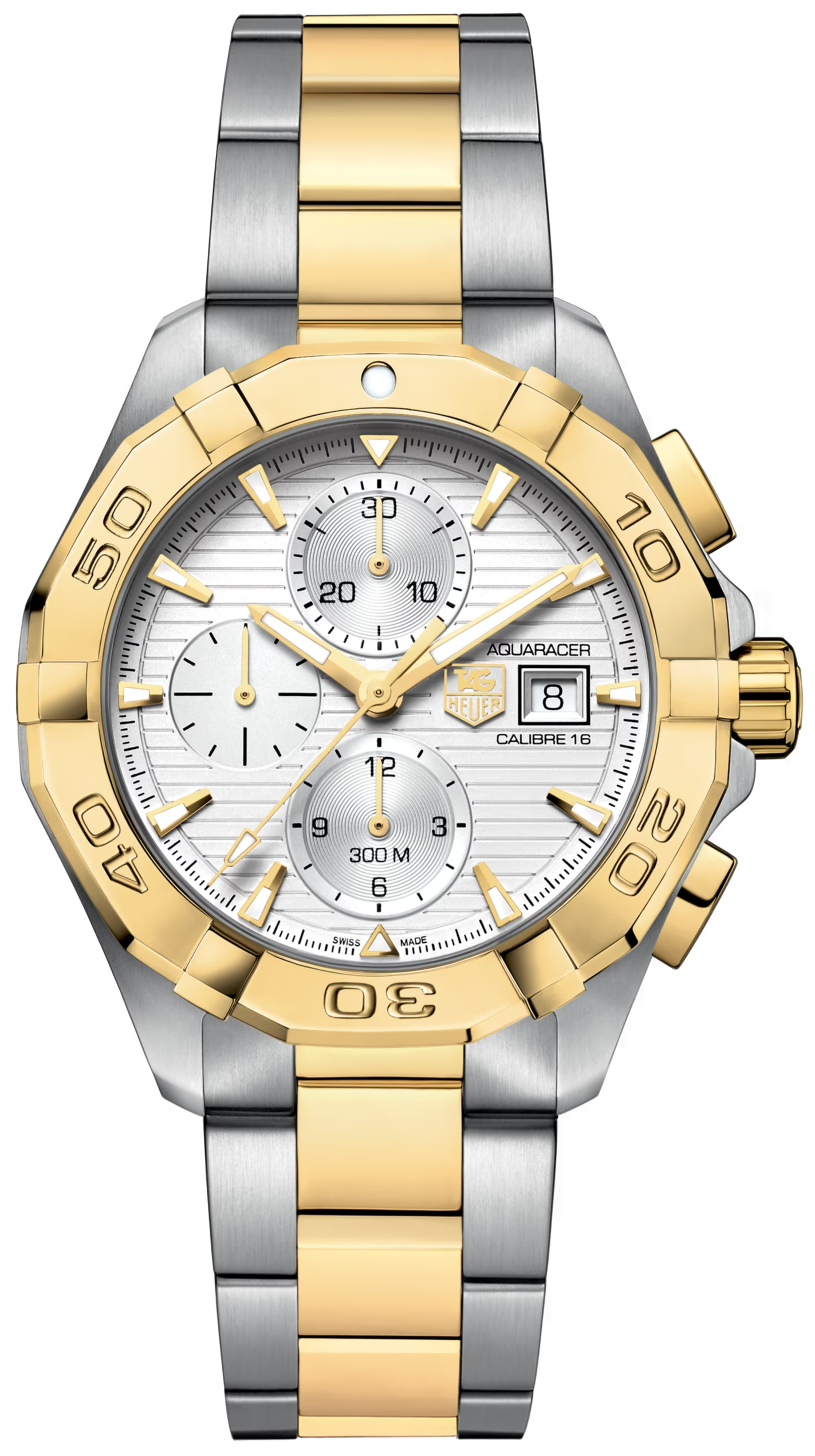 Tag Heuer Aquaracer Automatic White Dial Two Tone Steel Strap Watch For Men Cay2121 Bb0923