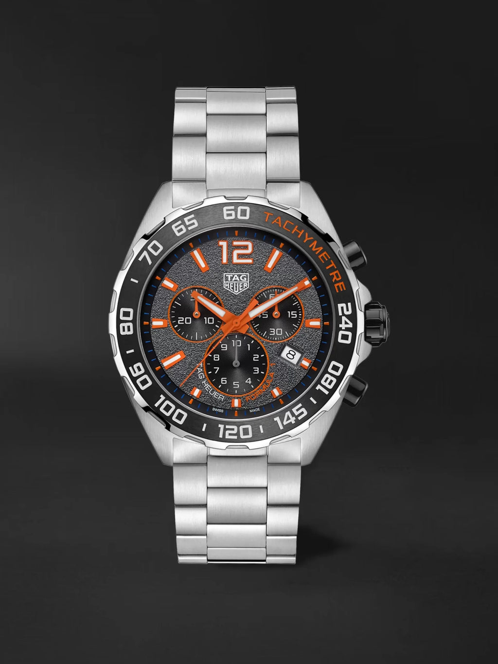 Tag Heuer Formula 1 Chronograph Ceramic Black Dial Silver Steel Strap Watch For Men Caz101ah Ba0842