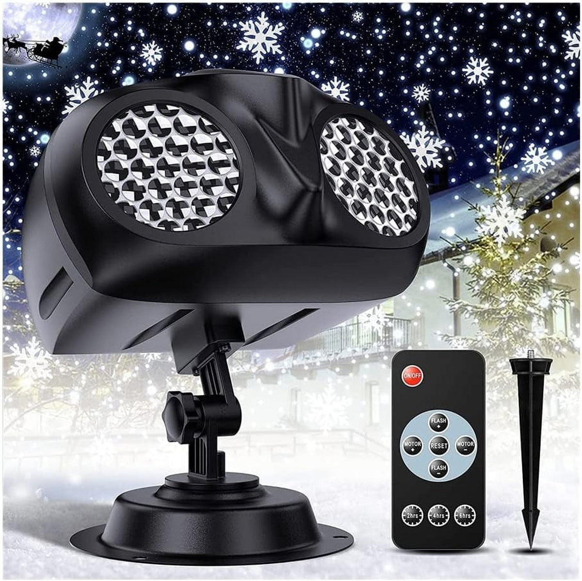 Christmas Snowflake Projector Lights Outdoor, LED Snowfall Projector, Remote Control Timing IP65 Waterproof, Dynamic Snowflakes Landscape Light for Xmas Holiday Party Decorations