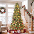 Costway 8Ft Pre-Lit Christmas Tree Hinged 600 LED Lights Pine Cones