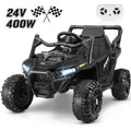 Funcid 24 Volt Ride on Toys with Remote Control & Battery Indicator, 400W Ride on UTV, Electric Car for Kids w/ Bluetooth, Music, LED Lights, Volume Adjustment Knob, 3 Speeds, Pink - 24V 400W UTV Cars-Black